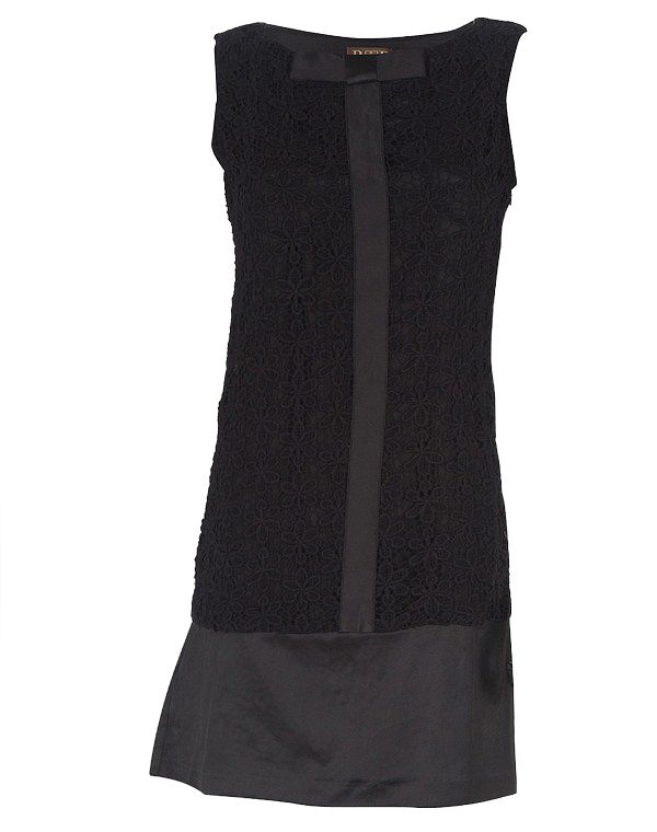 Vestido negro encaje y raso